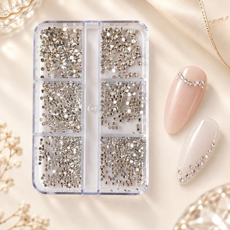 6lı Mini Boy Parlak Kristal Görünümlü Tırnak Süsleme Taşları 6 Boy Nail Art Süsleme Taşları WN-532