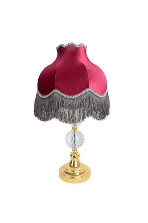 Bordo Abajur Kadife Kumaş Gold Kristal Ayak Ab0770 Diğer