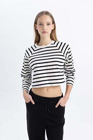 DeFacto Coool Loose Fit Çizgili Uzun Kollu Tişört C4400AX24SPWT32