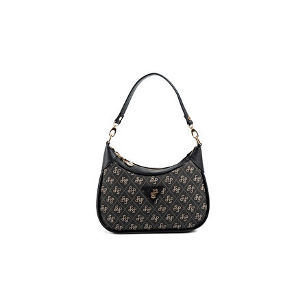 Silver Polo  Kadın Omuz Çantası 1180-48210 SILVER POLO BAYAN ÇANTASI M178 FÜME-MAT SİYAH