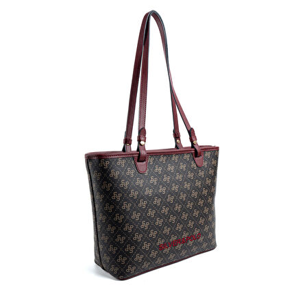 Silver Polo  Kadın Omuz Çantası 1204-48217 SILVER POLO BAYAN ÇANTASI M178 KAHVE SARI-MAT BORDO