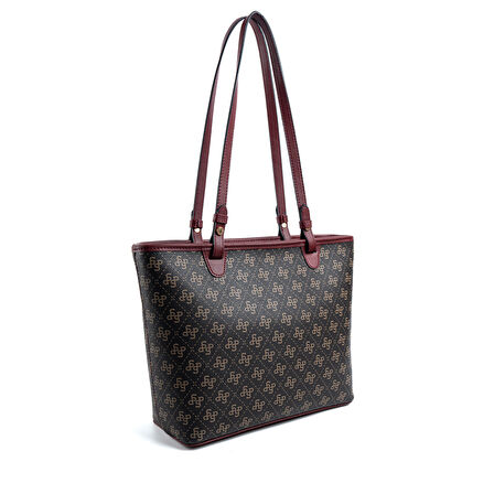 Silver Polo  Kadın Omuz Çantası 1204-48217 SILVER POLO BAYAN ÇANTASI M178 KAHVE SARI-MAT BORDO