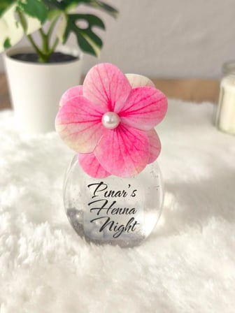 Pamuğum Atelier Ortanca Çiçekli 30 ml Plastik Şişe Hediyelik Düğün, Nikah, Kına ve Nişan Hediyeliği (25 Adet)