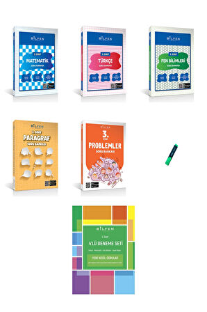 3. Sınıf Yeni Nesil Matematik Türkçe Fen Problem ve Paragraf Soru Bankası ve Deneme 6lı Set