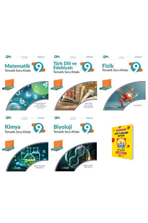 9. Sınıf 2025 Matematik Edebiyat Fizik Kimya ve Biyoloji Tematik Soru Kitabı Sayısal 5li Set