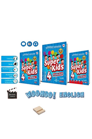 4.Sınıf Woohoo Englısh SUPER KIDS(Practice + workbook+unıt test book) YENİ