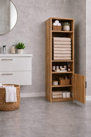 Duru Meşe Çok Amaçlı Raflı Banyo Kiler Mutfak Erzak Çamaşır Odası Dolabı