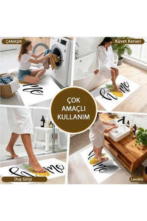 2 li Banyo Paspası, Yumuşak Banyo Halısı, Kaymaz Tabanlı, Yıkanabilir - 60x100 - 50 x60