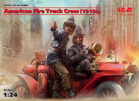1/24 American Fire Truck Crew 1910S 2 Figure Maketi, ICM 24006