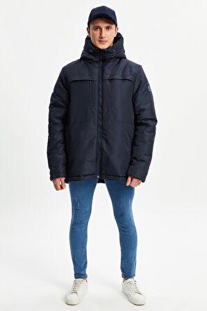 River Club Erkek Kürklü Su Ve Rüzgar Geçirmez Kapüşonlu Kışlık Mont & Kaban & Parka PA-200