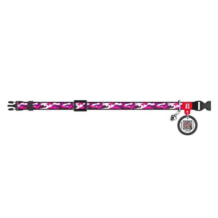 Collar QR Pasaportlu Kedi Boyun Tasması 20-30 Cm 10 MM "Pink Camo"