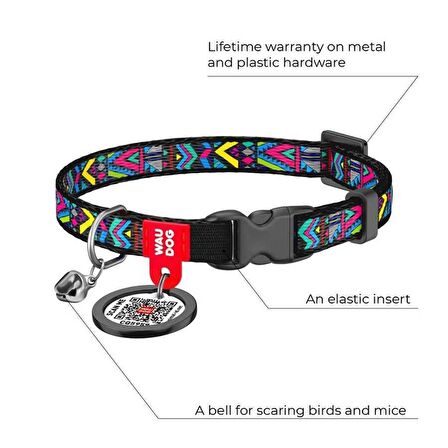 Collar QR Pasaportlu Kedi Boyun Tasması 20-30 Cm 10 MM "İndie"
