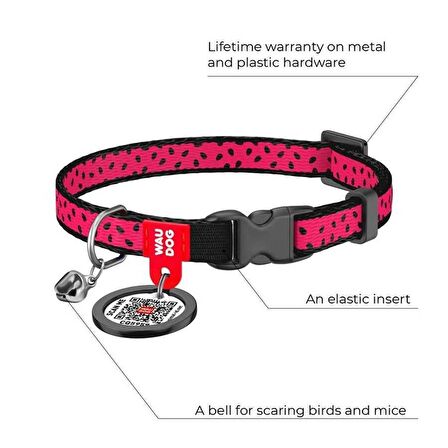 Collar QR Pasaportlu Kedi Boyun Tasması 20-30 Cm 10 MM "Watermelon"