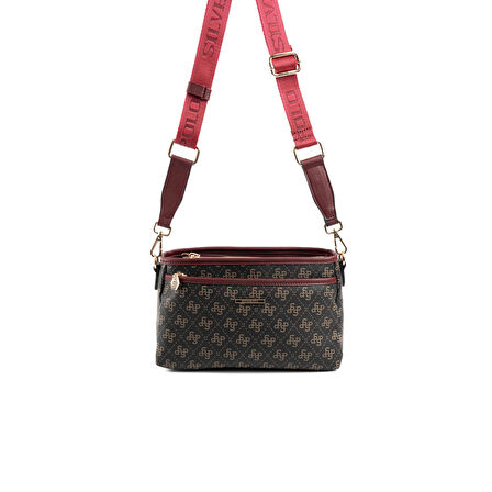 Silver Polo  Kadın Çapraz Çanta 1184-48238 SILVER POLO ÇAPRAZ BAYAN ÇANTASI M178 KAHVE SARI-MAT BORDO