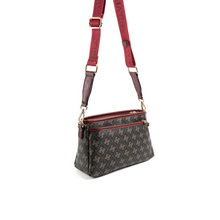 Silver Polo  Kadın Çapraz Çanta 1184-48238 SILVER POLO ÇAPRAZ BAYAN ÇANTASI M178 KAHVE SARI-MAT BORDO