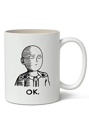 One Punch Man - Saitama Ok Anime Baskılı Beyaz Kupa Bardak