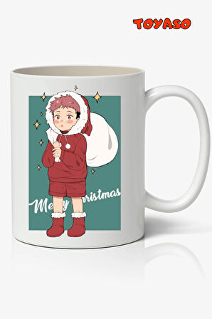 Jujutsu Kaisen Itadori Yuji Yılbaşı Christmas Anime Beyaz Kupa Bardak Sevgiliye Arkadaşa Hediye 02