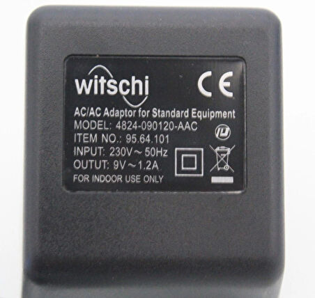 Witschi 4824-090120-AAC 9V 1.2A Adaptör Saat Test Cihazı 230V Güç Kaynağı Şarj Cihazı