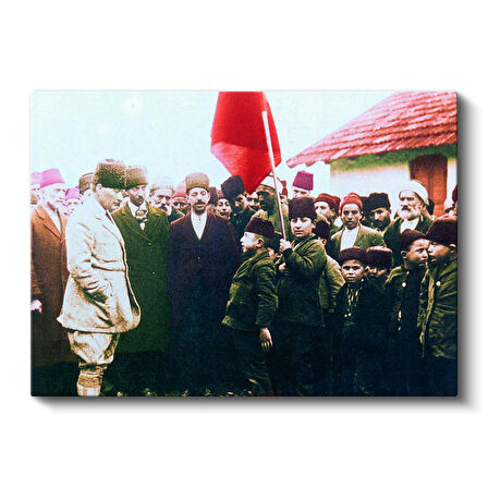Atatürk ve Gençlik - Bayrak Töreni Kanvas Tablo