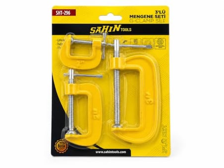 DORDOİ Sahin 3'lü G Tipi Mengene Seti 1" - 2" - 3" Çelik Karbon G-Clamp Sıkıştırma Kelepçe Seti SHT-296