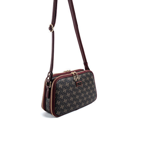 Silver Polo  Kadın Çapraz Çanta 899-48253 SILVER POLO ÇAPRAZ BAYAN ÇANTASI M178 KAHVE SARI-MAT BORDO