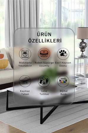 Yıkanabilir Kaymaz Taban Dijital Baskılı Halı ve Yolluk – Leke Tutmaz Salon & Mutfak Halısı