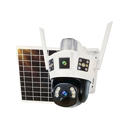 APRONX 6MP SOLAR 3.6MM APX-WSP143 4G Çift Kamera 20 Led Wifi PTZ