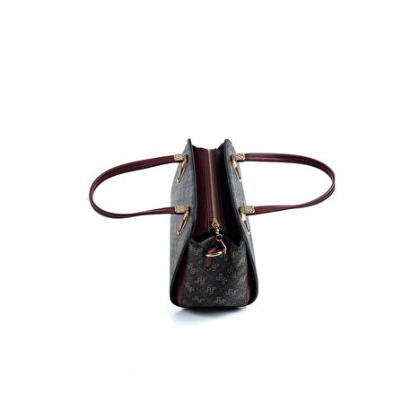 Silver Polo  Kadın Omuz Çantası 1136-48261 SILVER POLO BAYAN ÇANTASI M178 KAHVE SARI-MAT BORDO