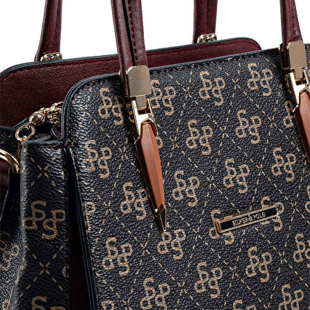 Silver Polo  Kadın Omuz Çantası 1136-48261 SILVER POLO BAYAN ÇANTASI M178 KAHVE SARI-MAT BORDO