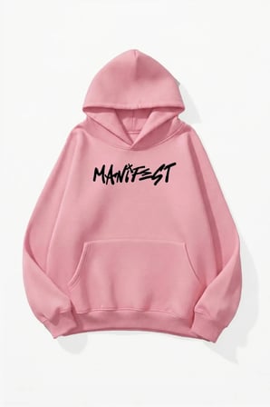 Unisex Yumuşak Dokulu Manifest Baskılı Tasarım Oversize 3 İplik Hoodie Sweatshirt