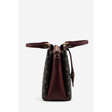 Silver Polo  Kadın Omuz Çantası 969-48281 SILVER POLO BAYAN ÇANTASI M178 KAHVE SARI-MAT BORDO