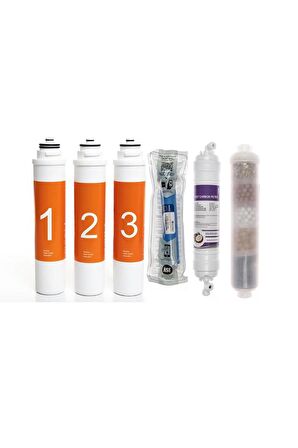 Sulook Waterlife Su Arıtma Cihazı Uyumlu Tak-Çevir 6'lı Filtre Seti, 10 Aşamalı, Lg Membranlı