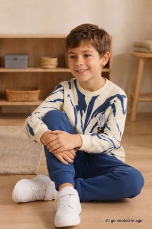 Erkek Çocuk Batik Desenli Okul Günlük Eşofman Takımı ESF7037