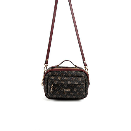 Silver Polo  Kadın Çapraz Çanta 1186-48301 SILVER POLO ÇAPRAZ BAYAN ÇANTASI M178 KAHVE SARI-MAT BORDO