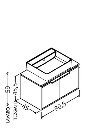 Camaro 80 Cm Beyaz Lavabolu Alt Modül