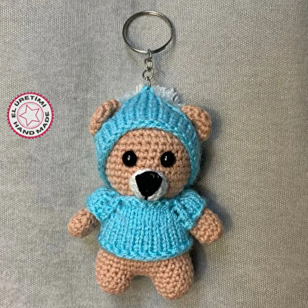 Uretti-VENHAR7589 - El Örgüsü Amigurumi Pijamalı Ayı Anahtarlık - Kahverengi