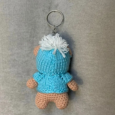 Uretti-VENHAR7589 - El Örgüsü Amigurumi Pijamalı Ayı Anahtarlık - Kahverengi