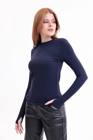 Parmak Detaylı Bisiklet Yaka Body