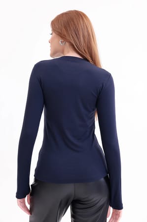 Parmak Detaylı Bisiklet Yaka Body
