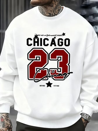Chicago Number 23 Jersey Prints Male Sweatshirt Trendy Hip Hop Streetwear Crewneck Autumn Clo