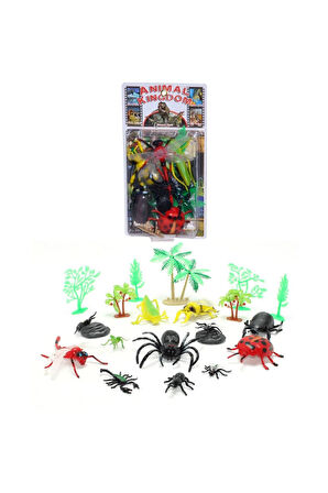 Böcek Hayvan Seti Oyuncak Böcekler Vahşi Hayvanlar Akrep Örümcek Sinek Böcek Çekirge Seti 21 Parça