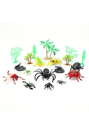 Böcek Hayvan Seti Oyuncak Böcekler Vahşi Hayvanlar Akrep Örümcek Sinek Böcek Çekirge Seti 21 Parça