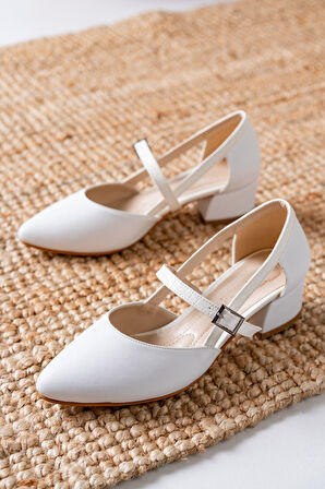 Cedric Beyaz Cilt - Crocodile Detaylı Alçak Topuklu Kadın Ayakkabı 