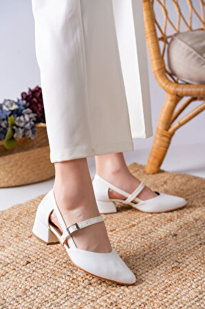 Cedric Beyaz Cilt - Crocodile Detaylı Alçak Topuklu Kadın Ayakkabı 