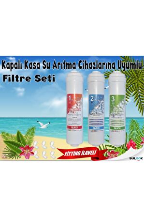 Su Arıtma Filtre Seti 3'lü Inline Set. Kapalı Kasa Cihazlar Için