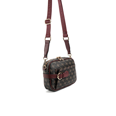 Silver Polo  Kadın Çapraz Çanta 1256-48360 SILVER POLO ÇAPRAZ BAYAN ÇANTASI M178 KAHVE SARI-MAT BORDO