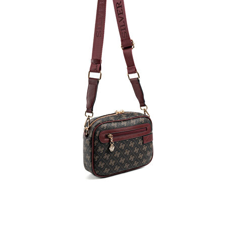 Silver Polo  Kadın Çapraz Çanta 1256-48360 SILVER POLO ÇAPRAZ BAYAN ÇANTASI M178 KAHVE SARI-MAT BORDO