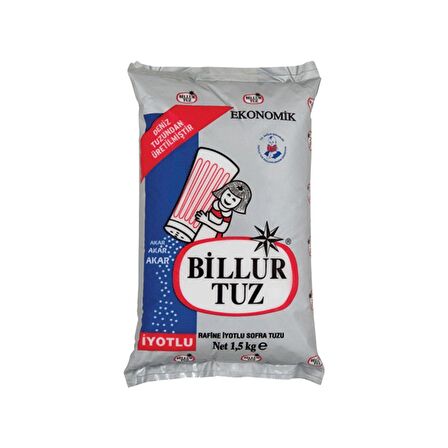 Billur Tuz 1,5 kg Rafine İyotlu x 10 Adet