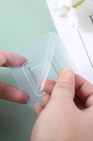 BY NEVSER® Eşya Sabitleme Askısı 10 Çift Şeffaf Çift Taraflı Yapışkanlı Geçmeli Klips