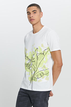 Standart Normal Kesim %100 Pamuk Baskılı Bisiklet Yaka Tişört